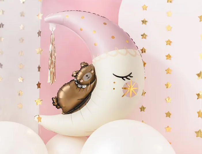 Folienballon Teddybär auf dem Mond