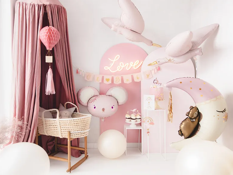 Folienballon Storch - hellrosa