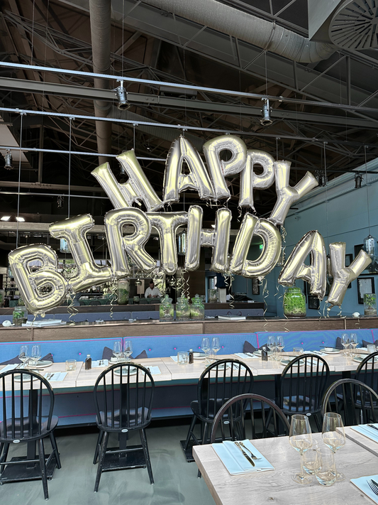 Happy Birthday Ballonschrift – Heliumgefüllt und Fertig Aufgebaut 🎈