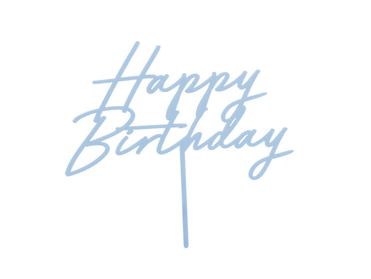 Acryl-Kuchentopper ''Happy Birthday'', nebelblau, 16.5 cm