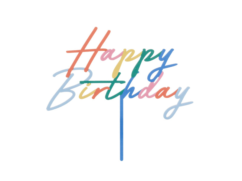 Acryl-Kuchentopper ''Happy Birthday'', matten Multicolor, 16.5 cm