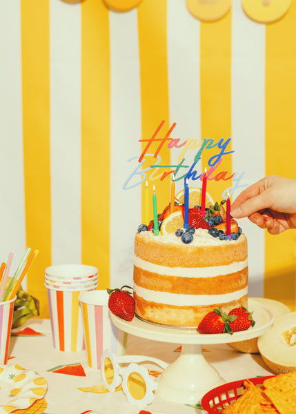 Acryl-Kuchentopper ''Happy Birthday'', matten Multicolor, 16.5 cm