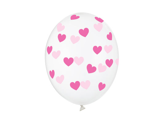 Helium-Latexballon – Herzen, Crystal Clear