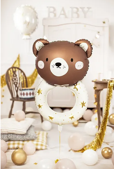 Folienballon Teddybär Rassel