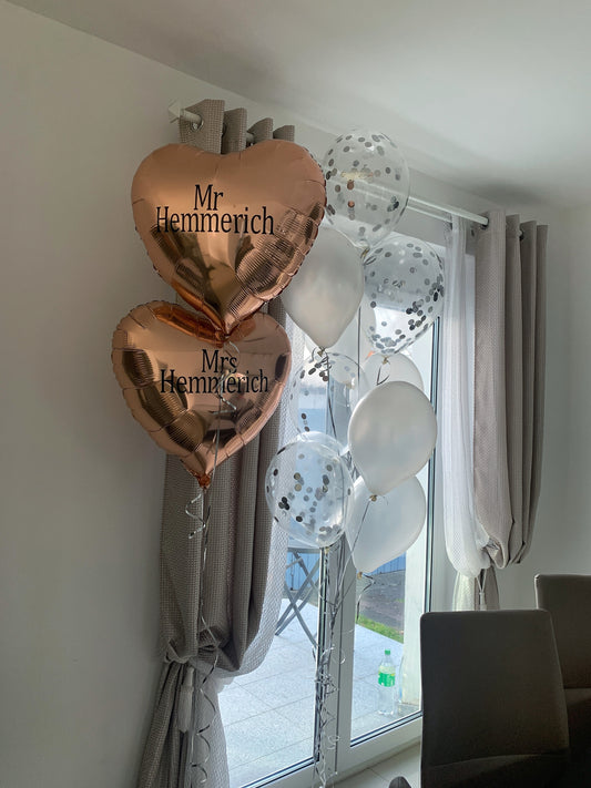 Ballon Bouquet personalisiert- Mr/ Mrs "Nachname" Wedding Set