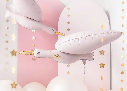 Folienballon Storch - hellrosa