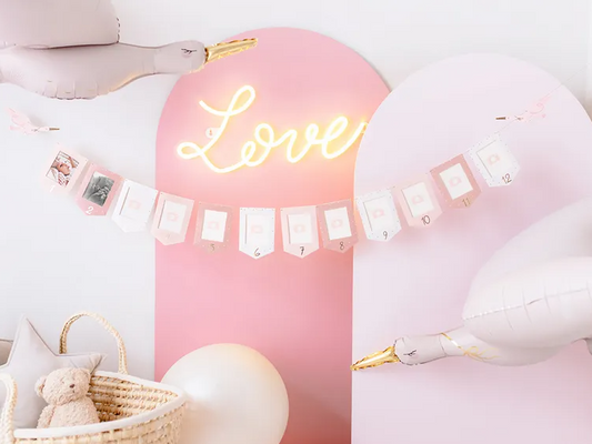 Folienballon Storch - hellrosa