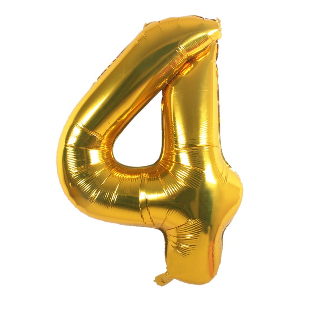 Helium Ballon Zahl 4 Geburtstag Gold