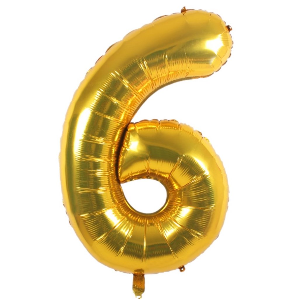 Helium Ballon Zahl 6 Geburtstag Gold