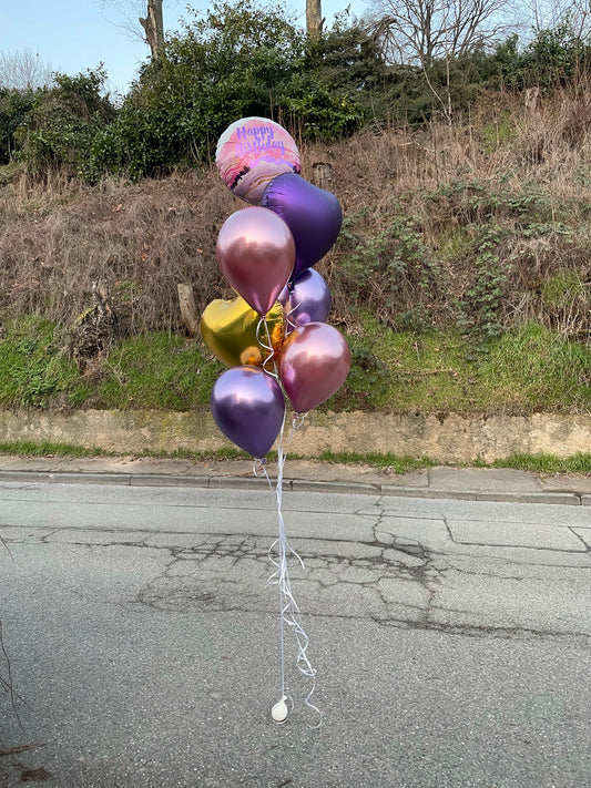 Ballon Bouquet - Happy Birthday Chrome