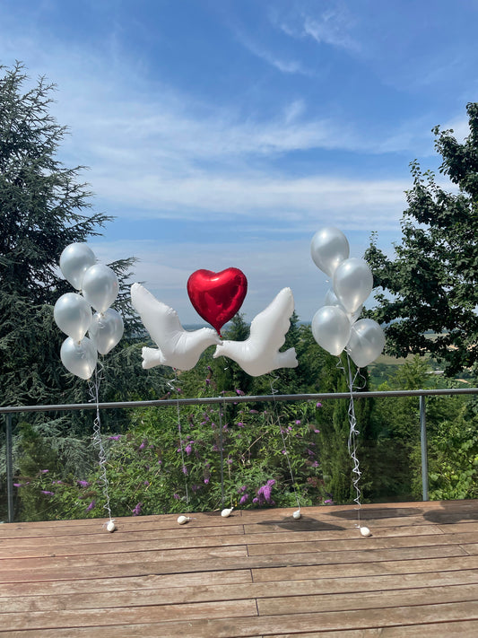 Helium Ballon - Weiße Tauben Set